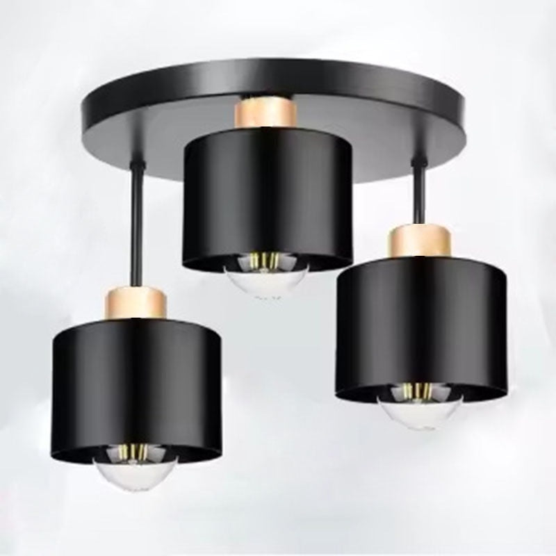 Wrought Iron Ceiling Light Black Ribbon Lampshade