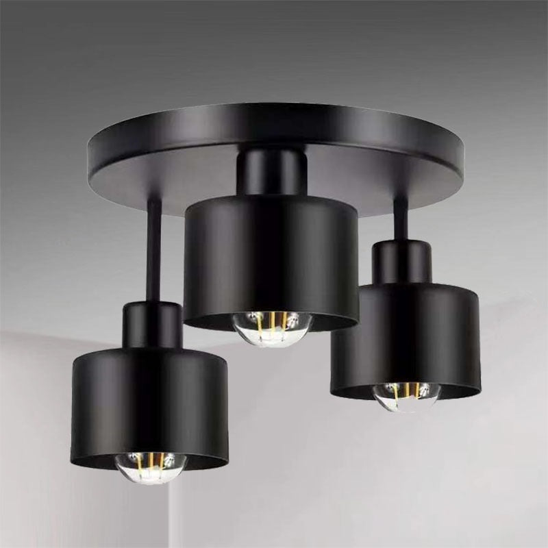 Wrought Iron Ceiling Light Black Ribbon Lampshade