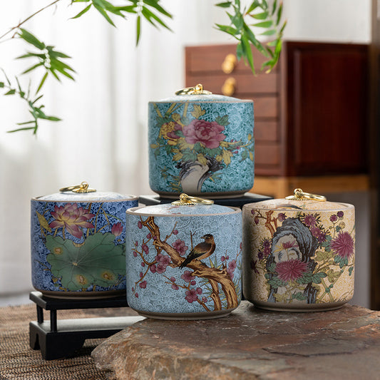 Enamel Ceramic Tea Cans Stoneware Sealed Cans Black Container Capacity
