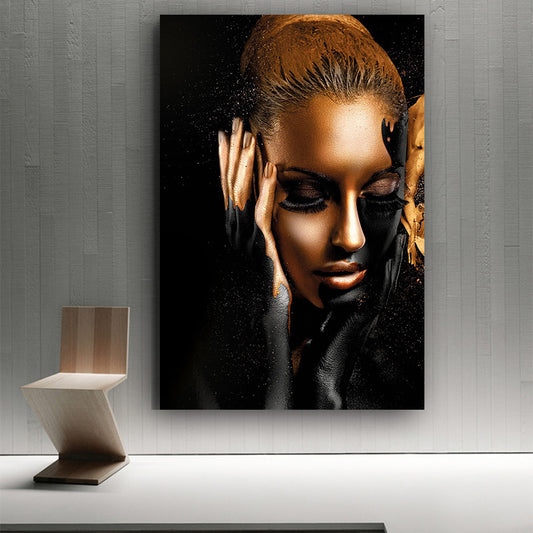 HD Modern Home Single African Woman Frameless Painting Canvas Wall Painting And Mural Decoration Spray Painting Cross-border Supply
