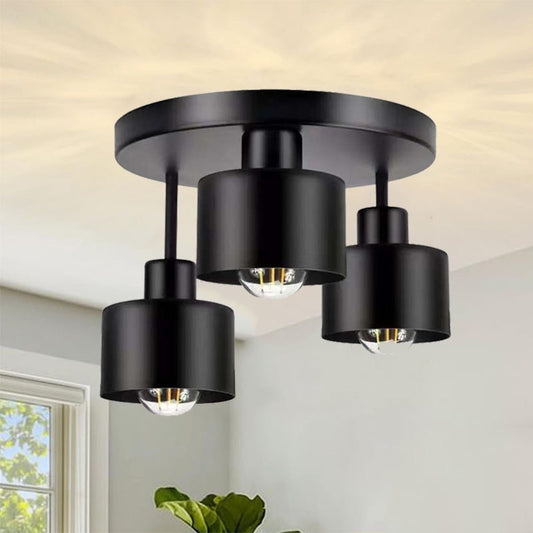 Wrought Iron Ceiling Light Black Ribbon Lampshade