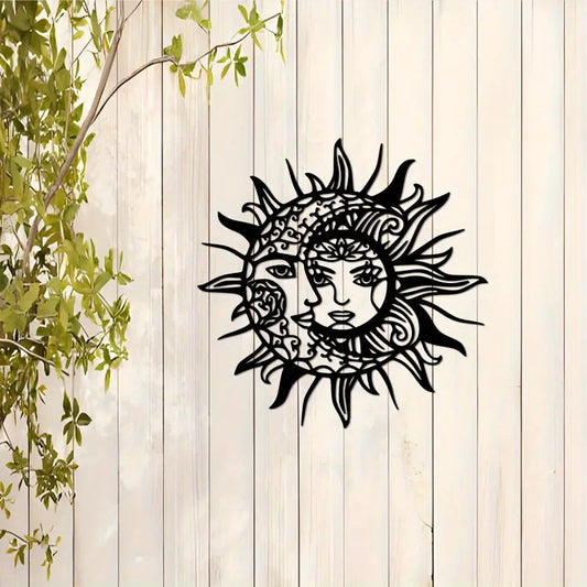 Black Sun Moon Geometric Metal Ornament
