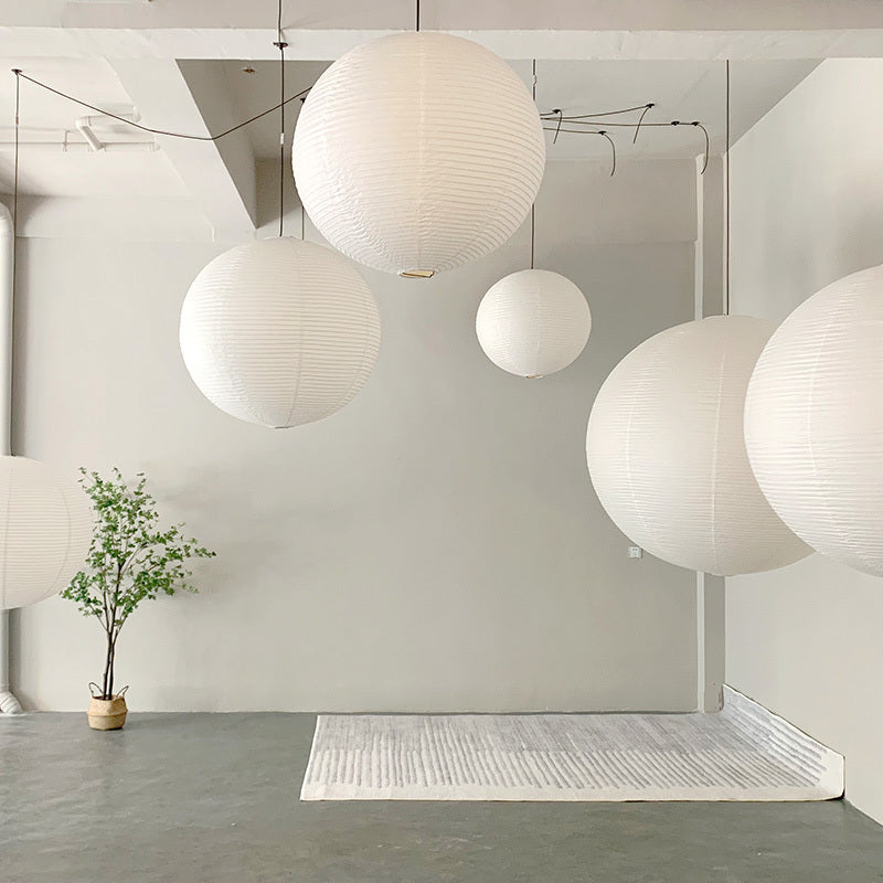 White Paper Lantern Shade In Bedroom And Living Room