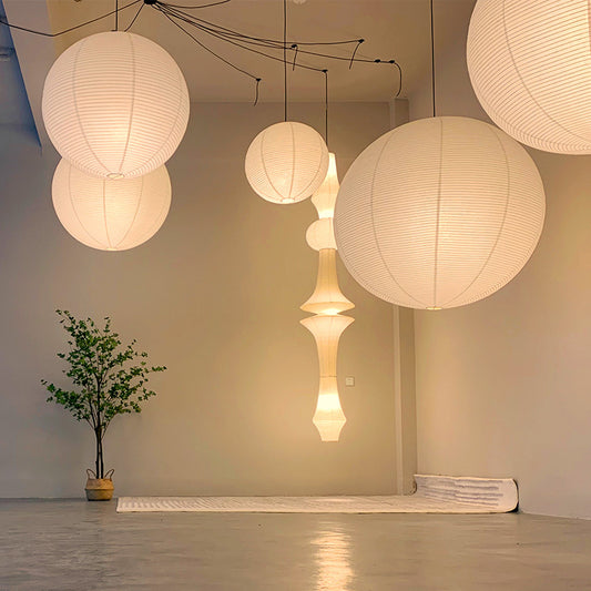 White Paper Lantern Shade In Bedroom And Living Room