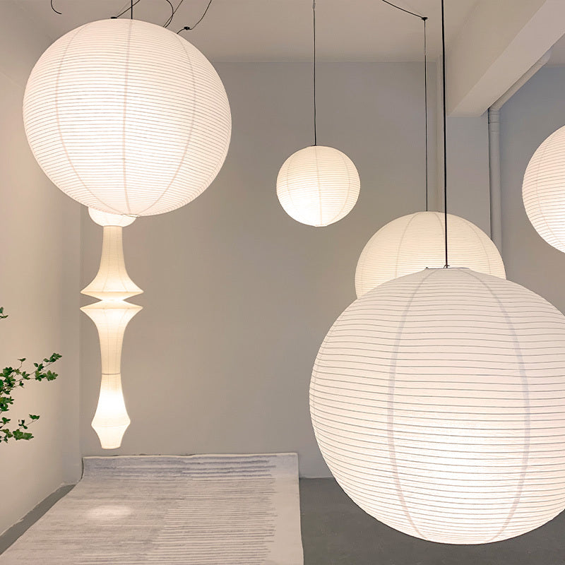 White Paper Lantern Shade In Bedroom And Living Room