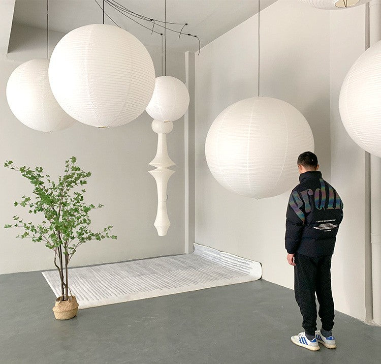 White Paper Lantern Shade In Bedroom And Living Room